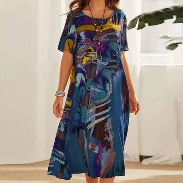 SERAFINA – MODERN MUSE ABSTRACT PRINT MIDI DRESS