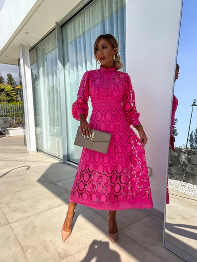 ELAINA – LACE-KISSED TWILIGHT MIDI DRESS