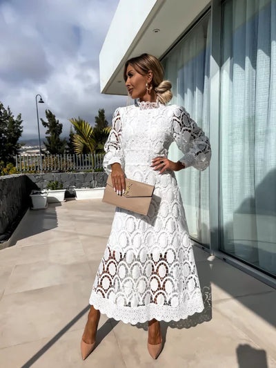 ELAINA – LACE-KISSED TWILIGHT MIDI DRESS