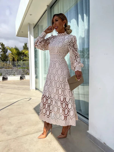 ELAINA – LACE-KISSED TWILIGHT MIDI DRESS