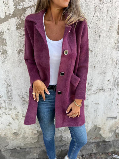 CASUAL SINGLE-BREASTED THICK COAT WITH LAPELS
