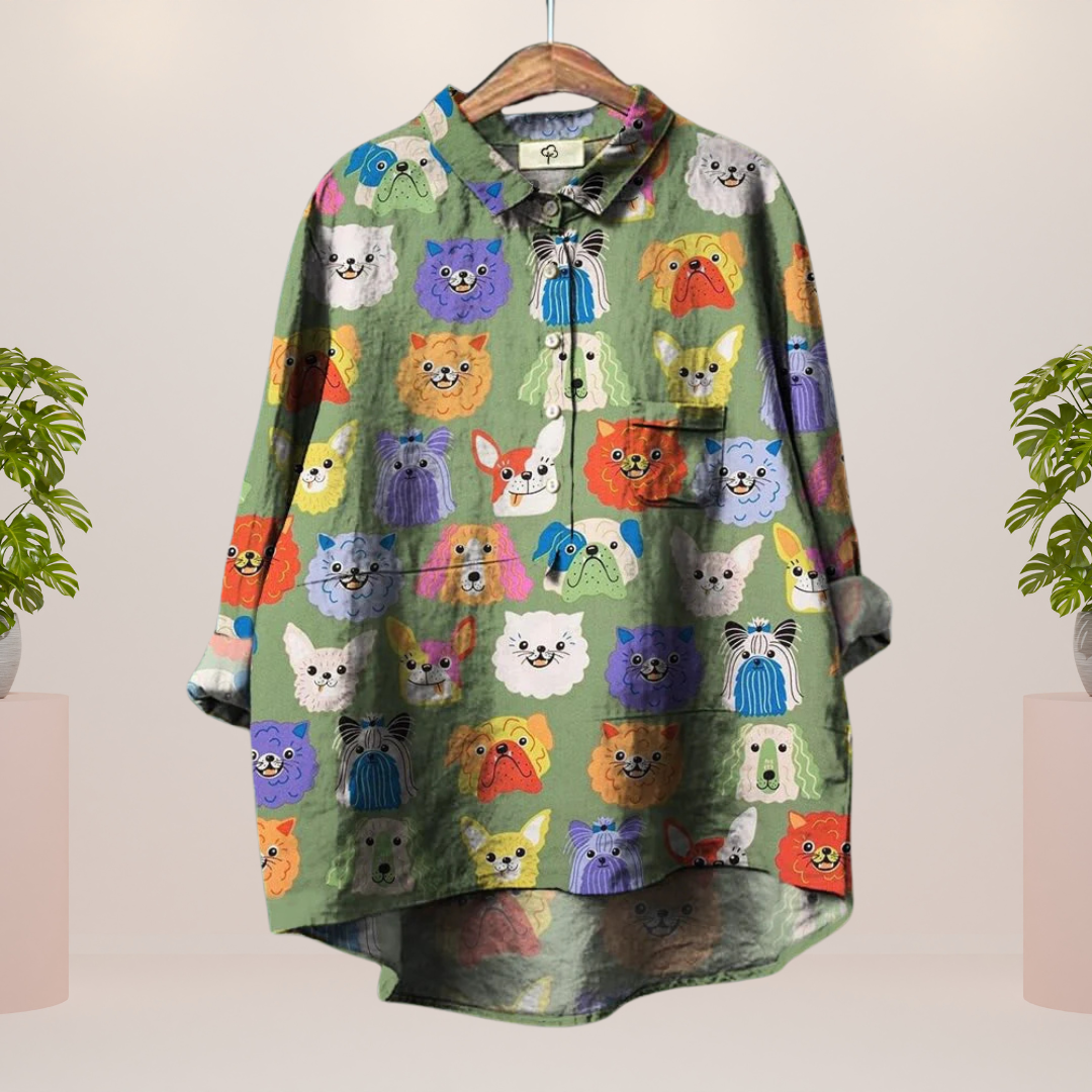 LANA – VINTAGE-INSPIRED PRINT BLOUSE