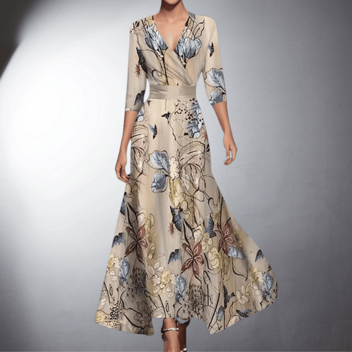 NUNZIA - ELEGANT EVENING DRESS WITH FLORAL CHARM
