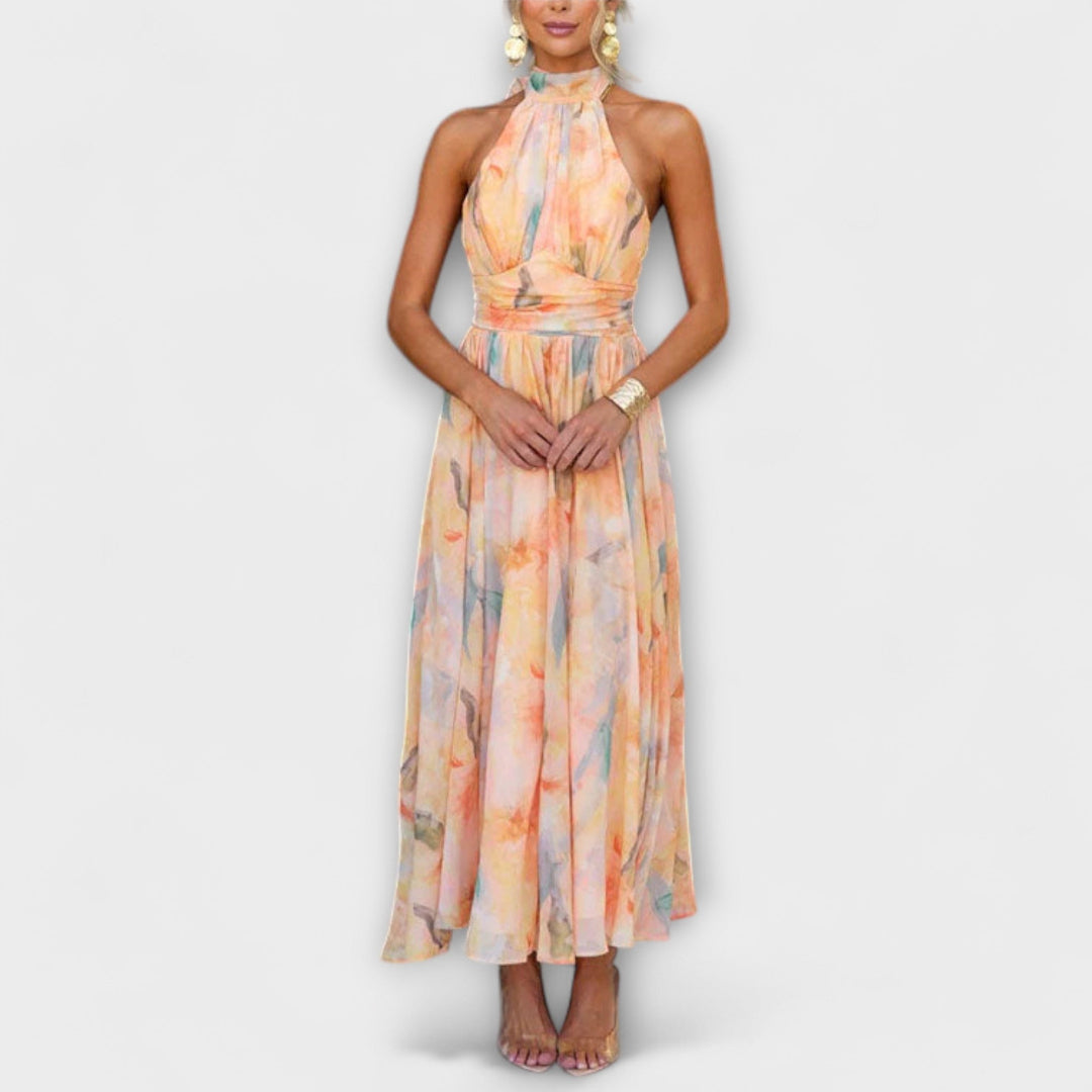 ELAINE – SUN-KISSED CHARM HALTER DRESS