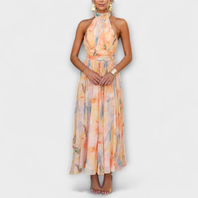 ELAINE – SUN-KISSED CHARM HALTER DRESS