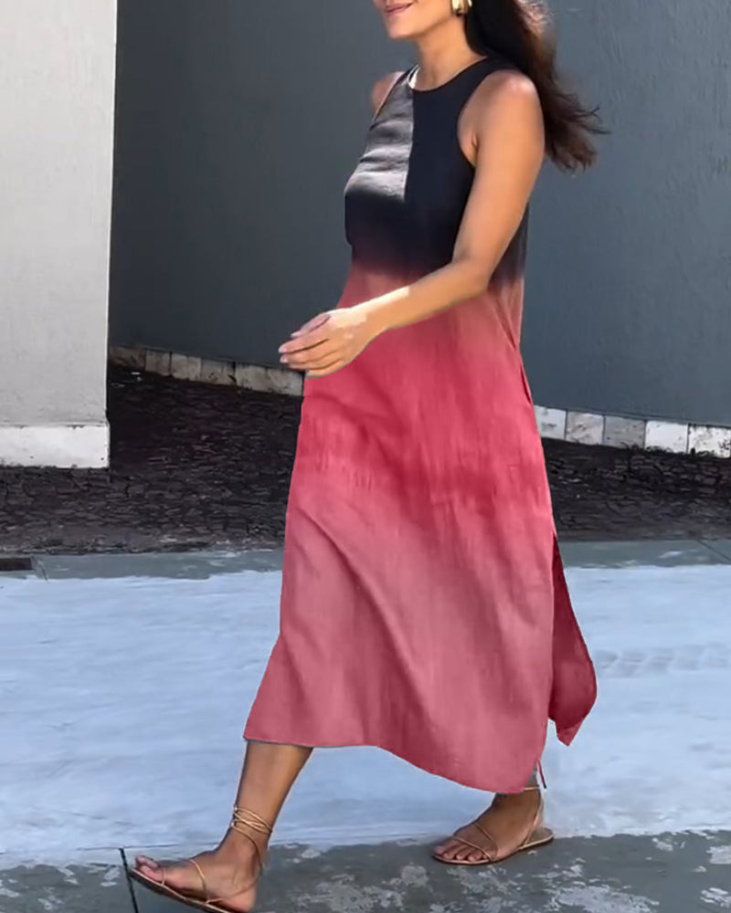 ANETTE – OMBRÉ GRACE SLEEVELESS MIDI WITH SOFT ROUND NECKLINE