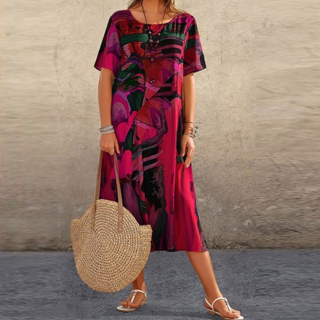 SERAFINA – MODERN MUSE ABSTRACT PRINT MIDI DRESS