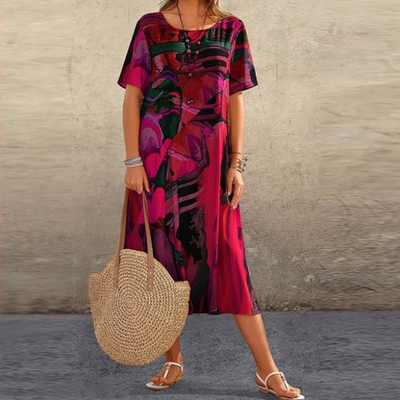SERAFINA – MODERN MUSE ABSTRACT PRINT MIDI DRESS