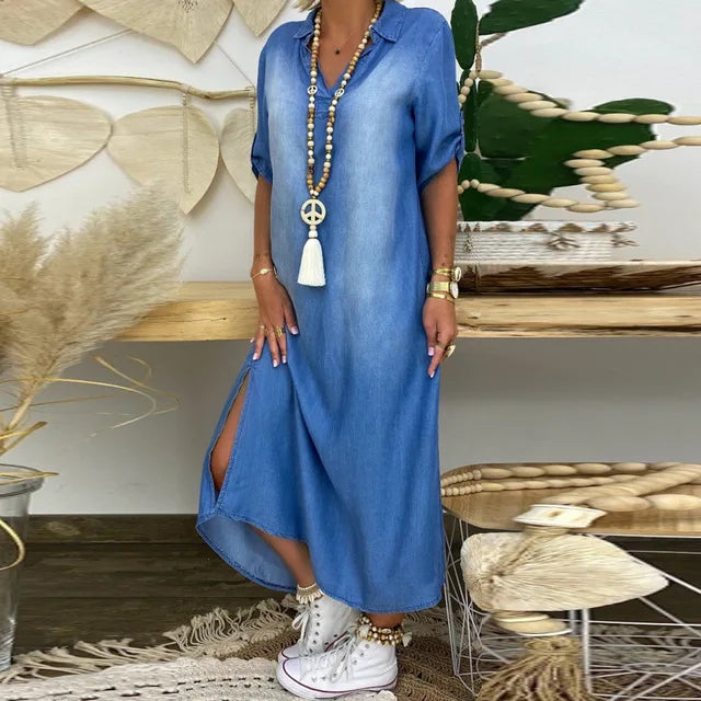 LEA – DENIM CHARM WITH A MODERN SIDE SLIT