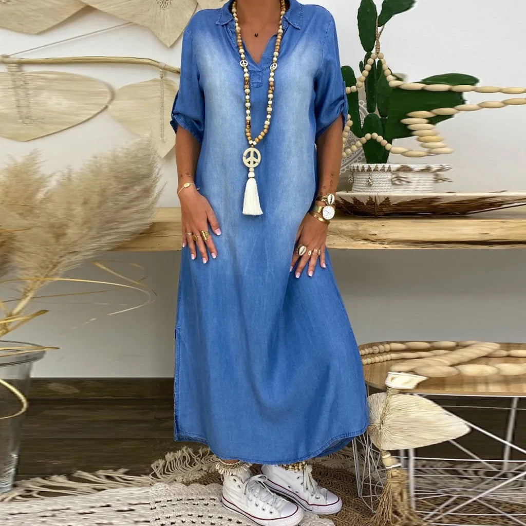 LEA – DENIM CHARM WITH A MODERN SIDE SLIT