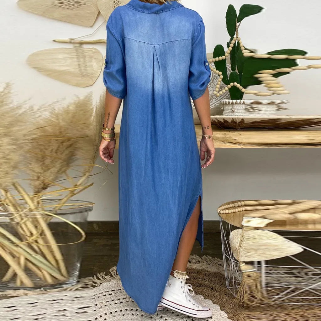 LEA – DENIM CHARM WITH A MODERN SIDE SLIT