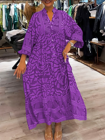Mira – sunset bloom v-neck dress