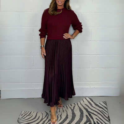 MARIA - ELEGANT AND STYLISH PLEATED DRESS WITH ROUND NECK
