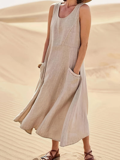 SOPHIA - SLEEVELESS MAXI DRESS WITH POCKETS