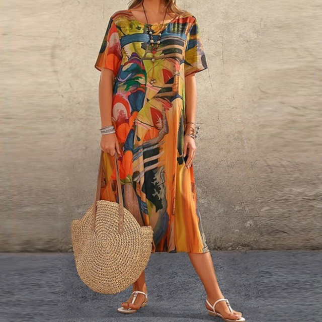 SERAFINA – MODERN MUSE ABSTRACT PRINT MIDI DRESS