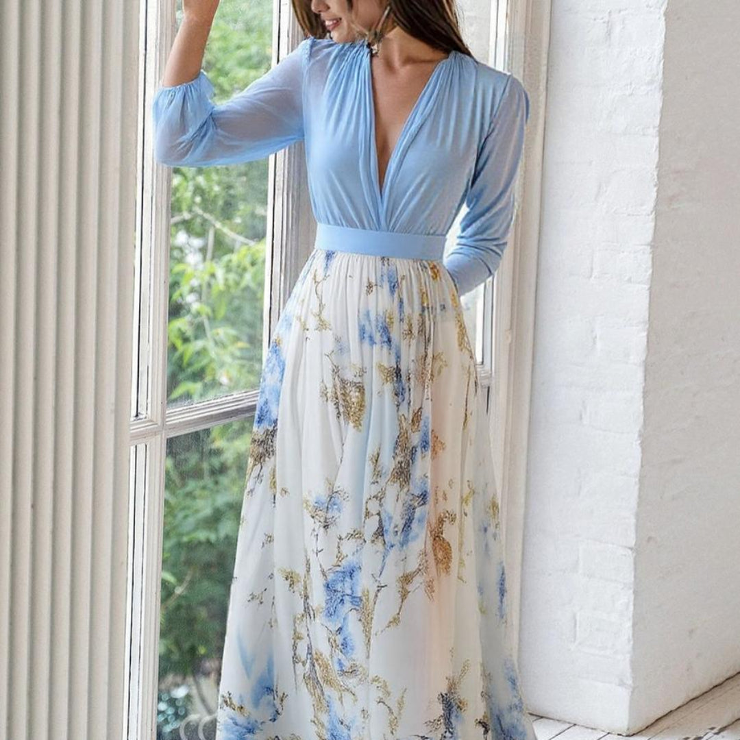 SIENNA – DEEP V-NECK DRAMA IN A FLOWING MAXI FORM