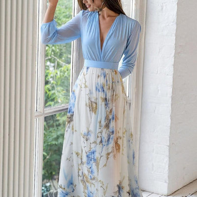 SIENNA – DEEP V-NECK DRAMA IN A FLOWING MAXI FORM