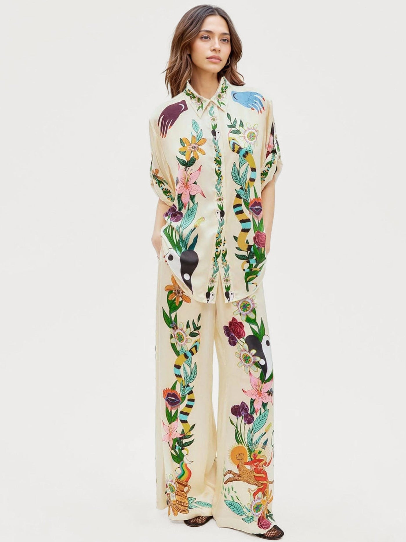 SATIN SUIT – LUXE DRAPE WITH A REFINED PRINT