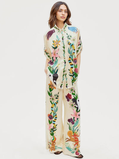 SATIN SUIT – LUXE DRAPE WITH A REFINED PRINT