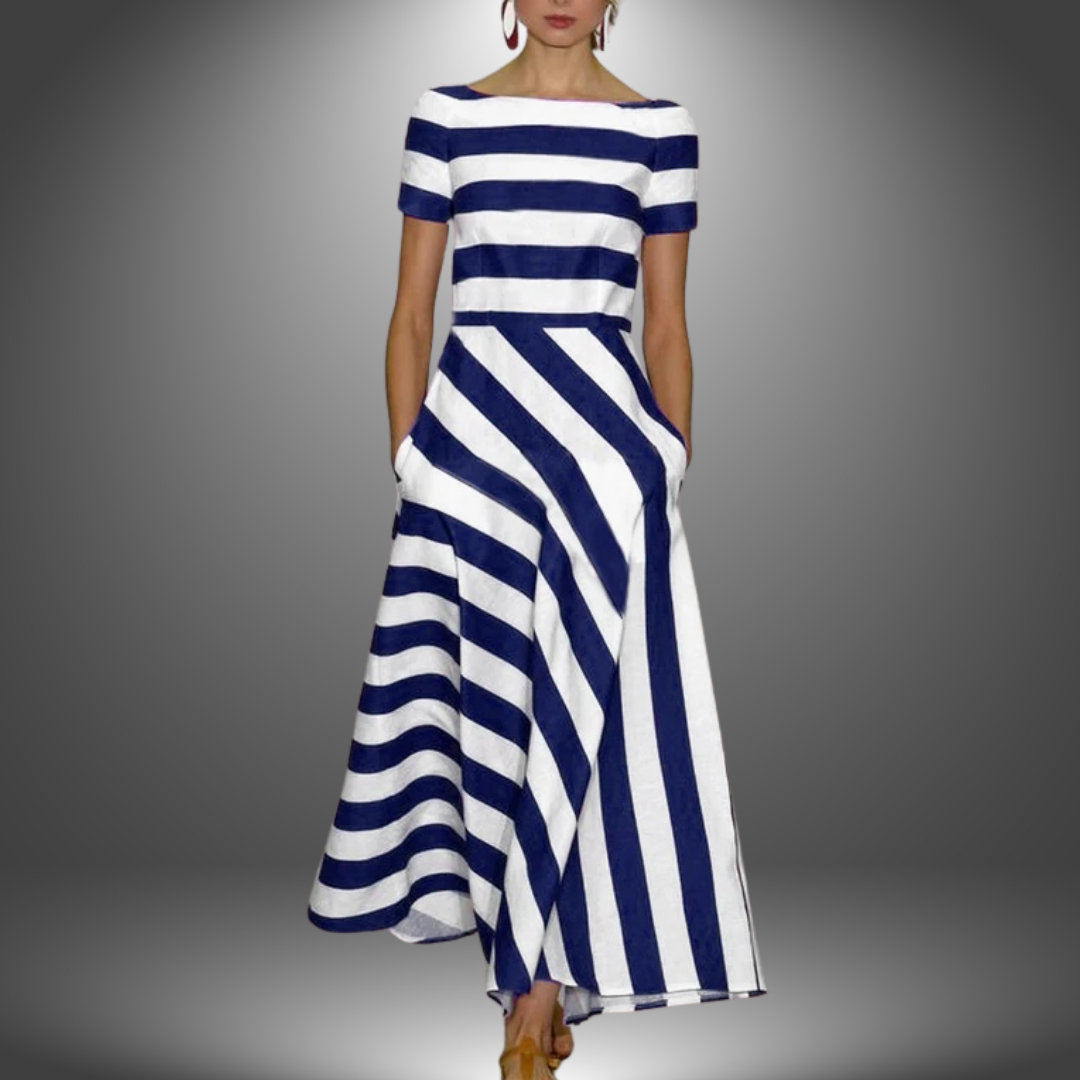 NICOLE – HANDCRAFTED STRIPED MAXI DRESS