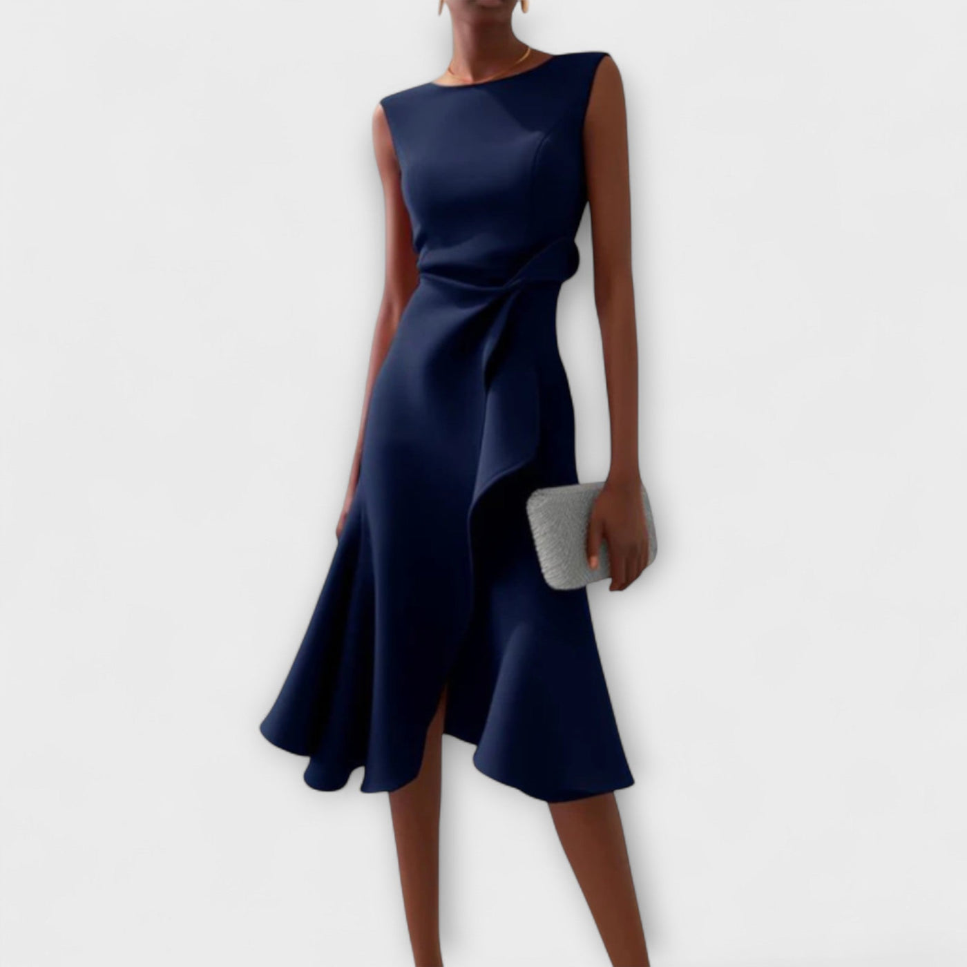 CORNELIA – ASYMMETRIC POISE MIDI DRESS