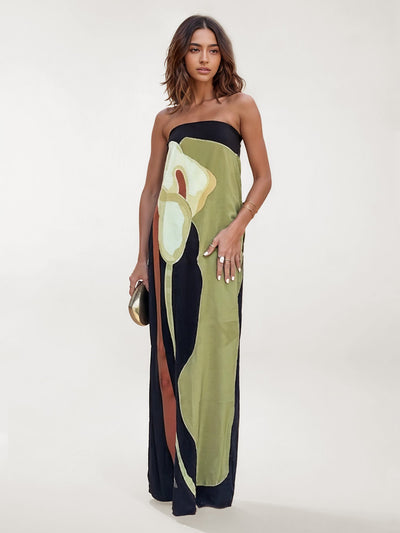 AURÉLIA – STRAPLESS GRACE IN ABSTRACT BLOOMS