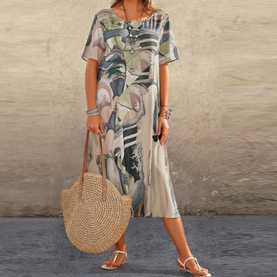 SERAFINA – MODERN MUSE ABSTRACT PRINT MIDI DRESS