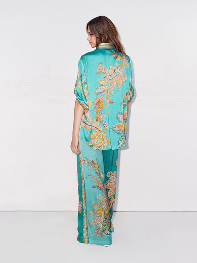 EMERALD LUXE – OVERSIZED SHIRT & FLOWY TROUSER SET IN JEWEL TONES