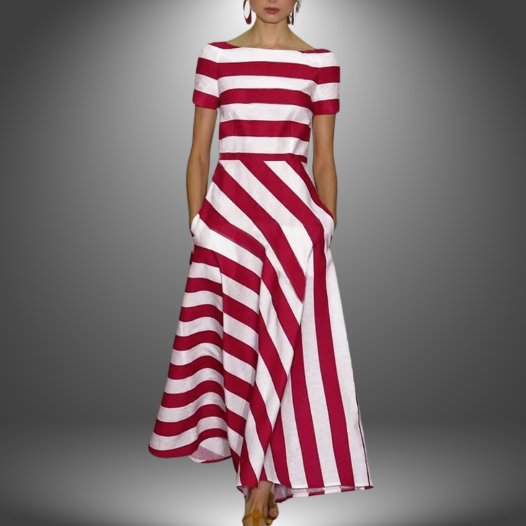 NICOLE – HANDCRAFTED STRIPED MAXI DRESS