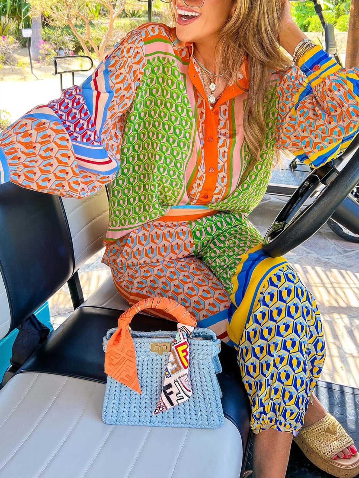 BLOOM – COLORBLOCK GEOMETRIC SET IN EFFORTLESS DRAPE