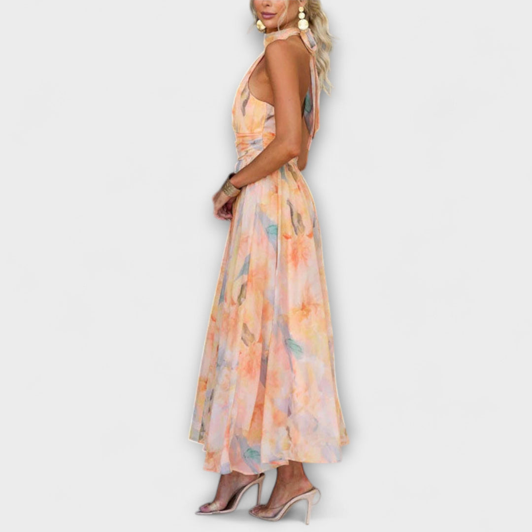 ELAINE – SUN-KISSED CHARM HALTER DRESS