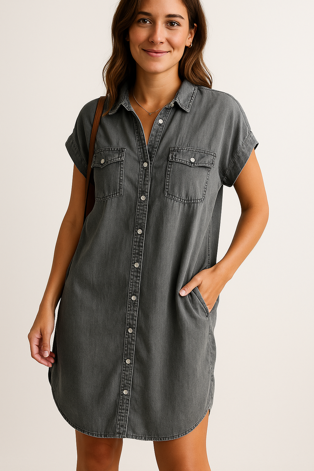 LUNA – SOFT-STRUCTURED DENIM SHIRT DRESS