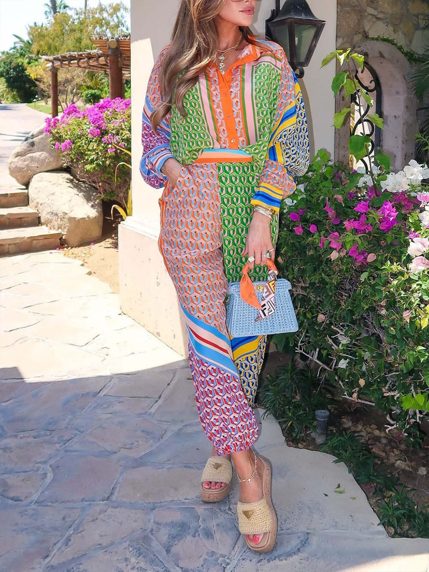 BLOOM – COLORBLOCK GEOMETRIC SET IN EFFORTLESS DRAPE