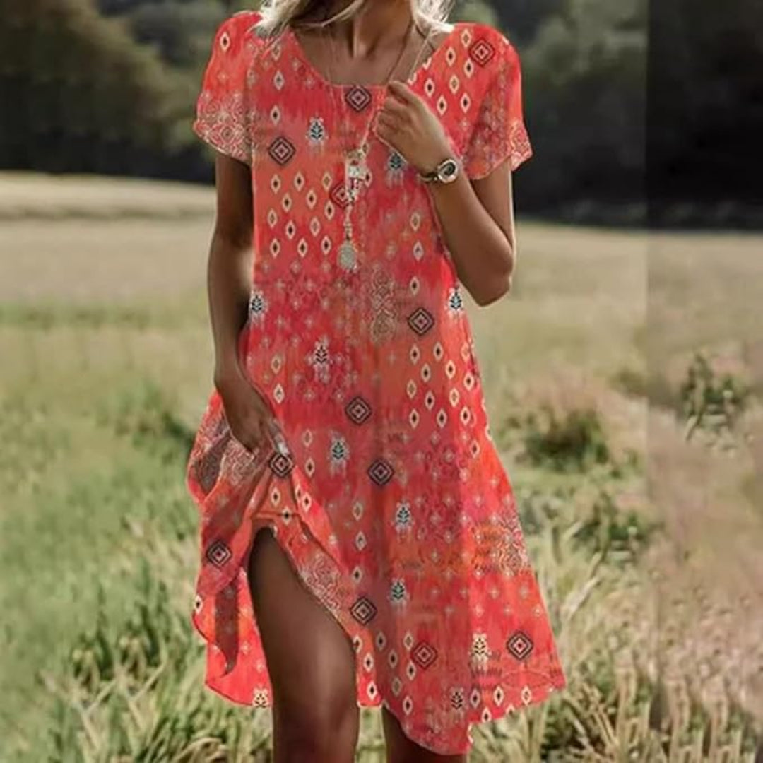 LEONA – BOHO BREEZE WITH CHARMED SHORT SLEEVES