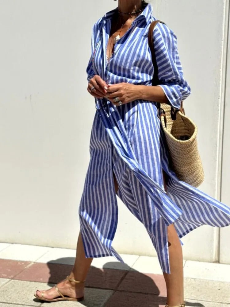 GÉRALDINE – EFFORTLESS CHARM STRIPED DRESS