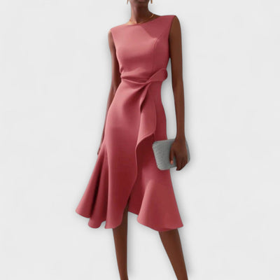CORNELIA – ASYMMETRIC POISE MIDI DRESS