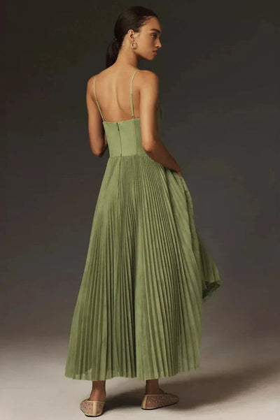 CLAIRE - PLEATED TULLE DRESS WITH ASYMMETRIC DRAPE