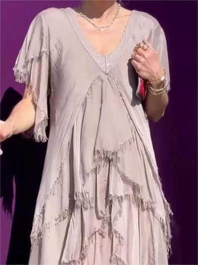 SAVANE - LONG DRESS WITH NECKLINE