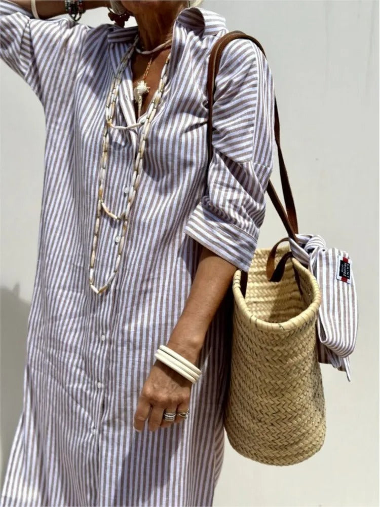GÉRALDINE – EFFORTLESS CHARM STRIPED DRESS