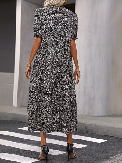 ADELINA – TIERED CHARM PUFF-SLEEVE DRESS