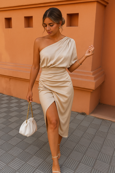 DHALIA – SCULPTED ELEGANCE ASYMMETRICAL DRESS