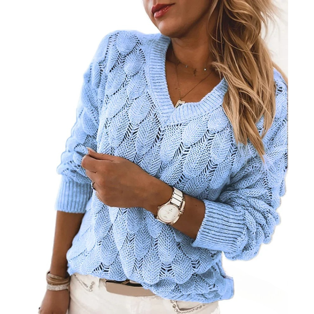 LENA – RELAXED ELEGANCE V-NECK SWEATER