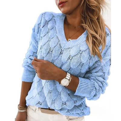 LENA – RELAXED ELEGANCE V-NECK SWEATER