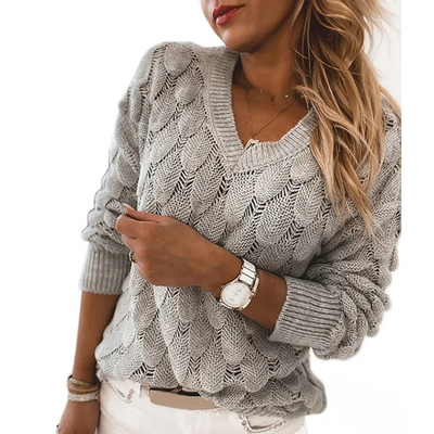 LENA – RELAXED ELEGANCE V-NECK SWEATER