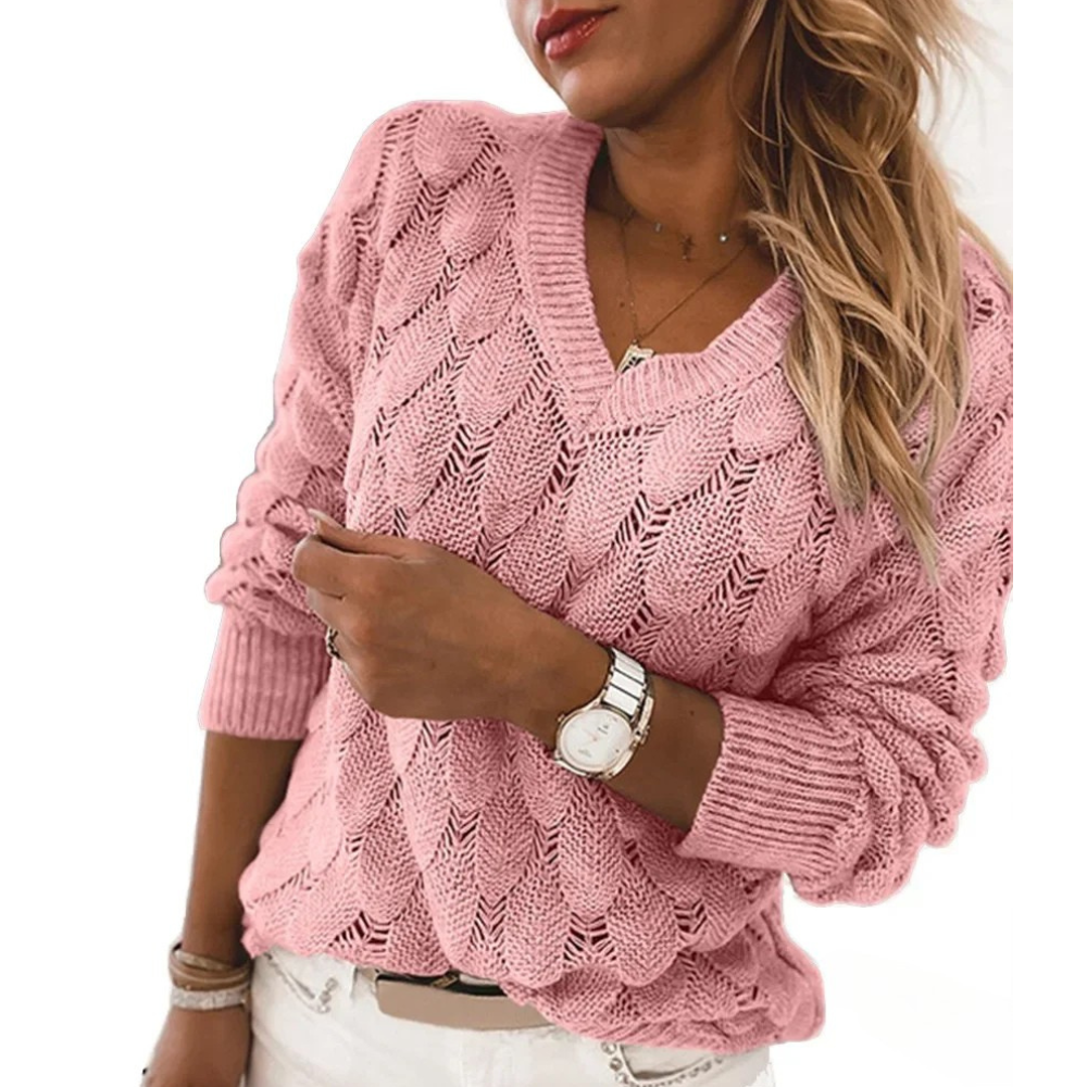 LENA – RELAXED ELEGANCE V-NECK SWEATER