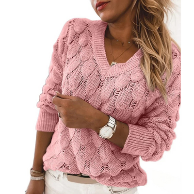 LENA – RELAXED ELEGANCE V-NECK SWEATER