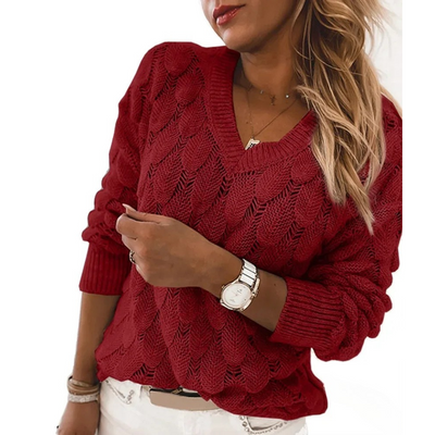 LENA – RELAXED ELEGANCE V-NECK SWEATER