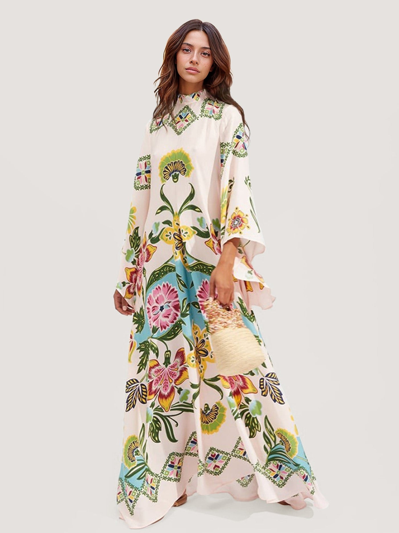 FIORELLA – BOHO LONG FLORAL DRESS WITH ROMANTIC SLEEVES