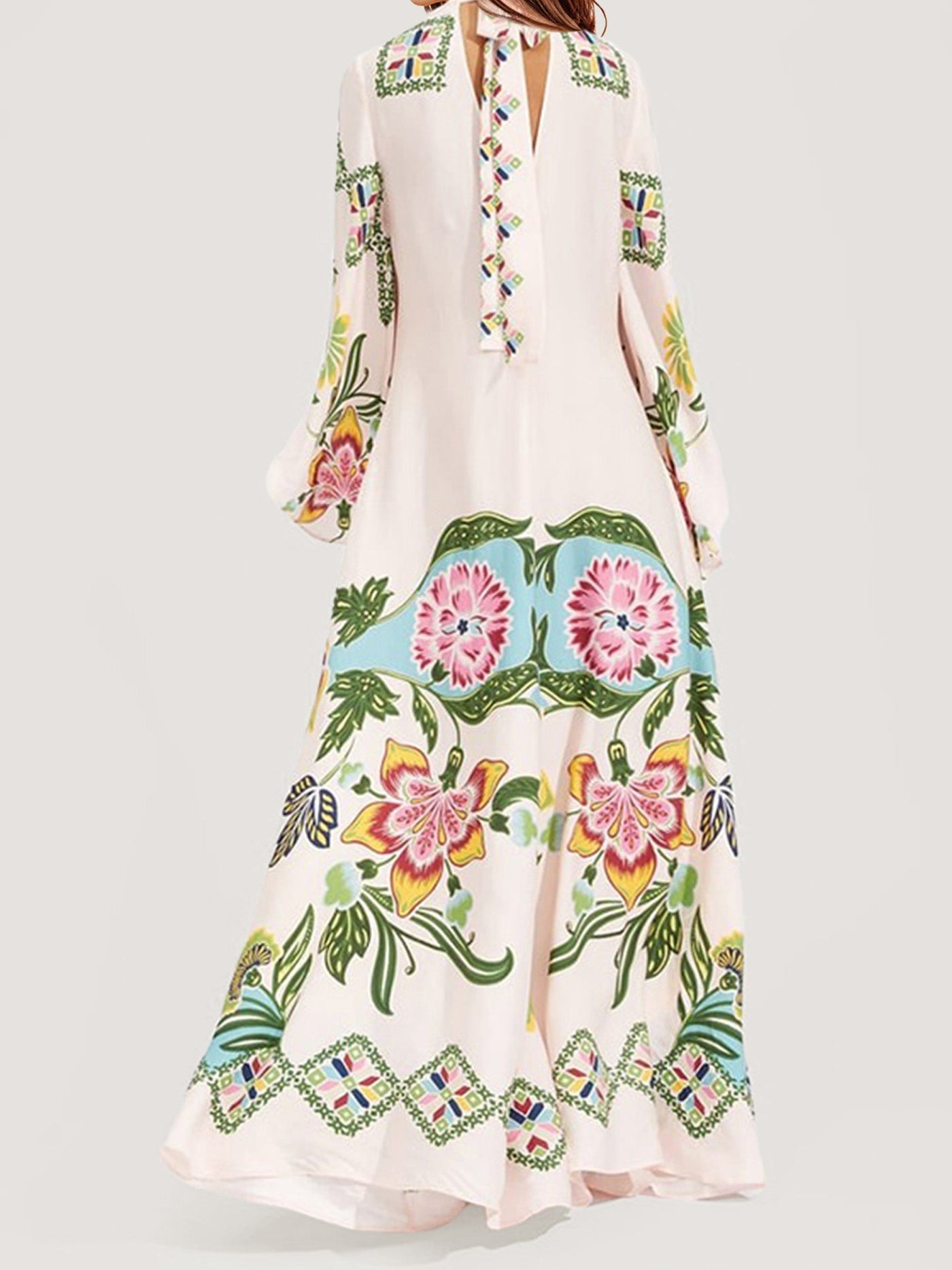 FIORELLA – BOHO LONG FLORAL DRESS WITH ROMANTIC SLEEVES