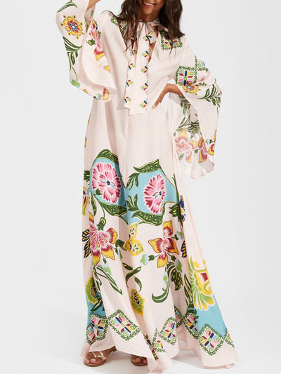 FIORELLA – BOHO LONG FLORAL DRESS WITH ROMANTIC SLEEVES